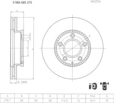 BOSCH 0 986 AB5 375 - Kočioni disk www.molydon.hr