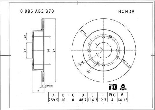 BOSCH 0 986 AB5 370 - Kočioni disk www.molydon.hr