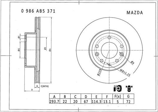 BOSCH 0 986 AB5 371 - Kočioni disk www.molydon.hr