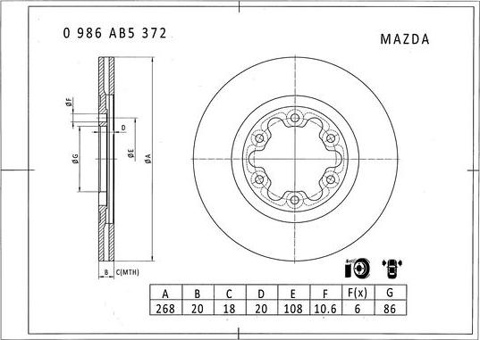 BOSCH 0 986 AB5 372 - Kočioni disk www.molydon.hr