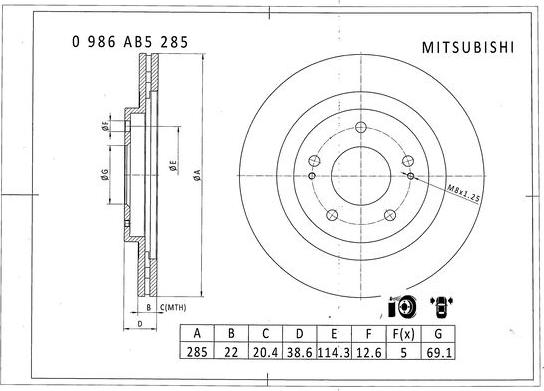 BOSCH 0 986 AB5 285 - Kočioni disk www.molydon.hr