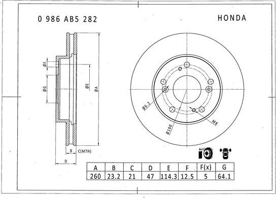 BOSCH 0 986 AB5 282 - Kočioni disk www.molydon.hr