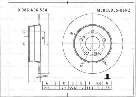 BOSCH 0 986 AB6 564 - Kočioni disk www.molydon.hr