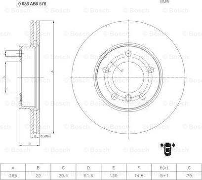 BOSCH 0 986 AB6 576 - Kočioni disk www.molydon.hr