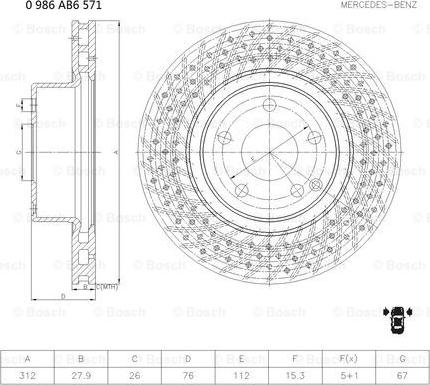 BOSCH 0 986 AB6 571 - Kočioni disk www.molydon.hr