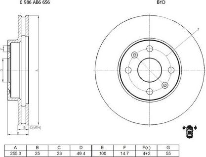 BOSCH 0 986 AB6 656 - Kočioni disk www.molydon.hr