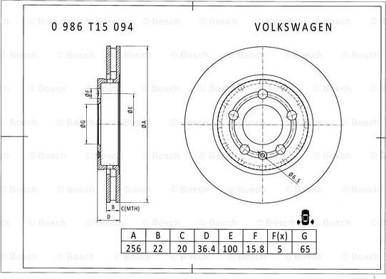 BOSCH 0 986 T15 094 - Kočioni disk www.molydon.hr