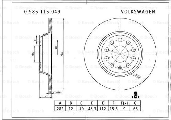 BOSCH 0 986 T15 049 - Kočioni disk www.molydon.hr