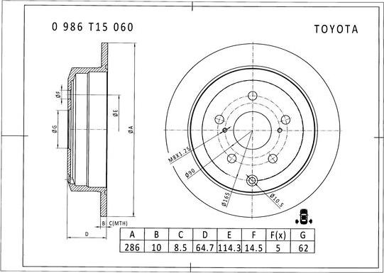 BOSCH 0 986 T15 060 - Kočioni disk www.molydon.hr