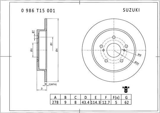 BOSCH 0 986 T15 001 - Kočioni disk www.molydon.hr