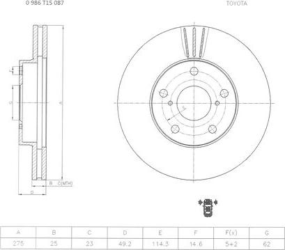 BOSCH 0 986 T15 087 - Kočioni disk www.molydon.hr