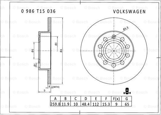 BOSCH 0 986 T15 036 - Kočioni disk www.molydon.hr