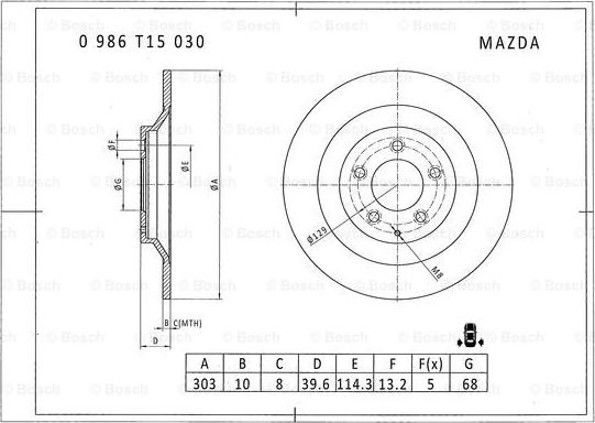 BOSCH 0 986 T15 030 - Kočioni disk www.molydon.hr