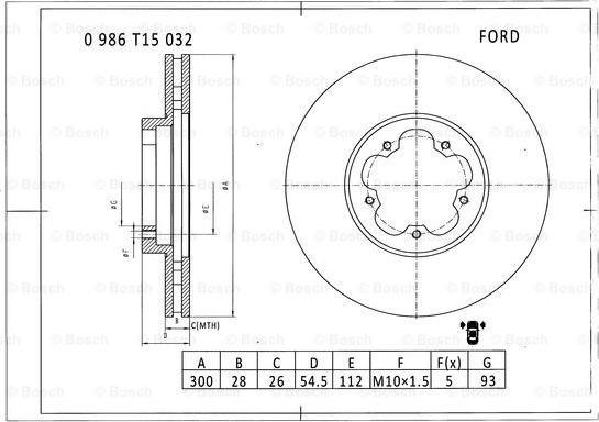 BOSCH 0 986 T15 032 - Kočioni disk www.molydon.hr