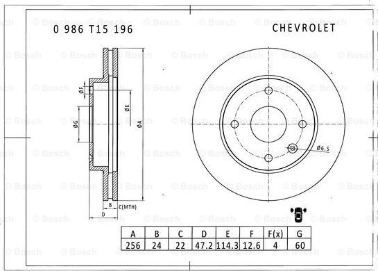 BOSCH 0 986 T15 196 - Kočioni disk www.molydon.hr