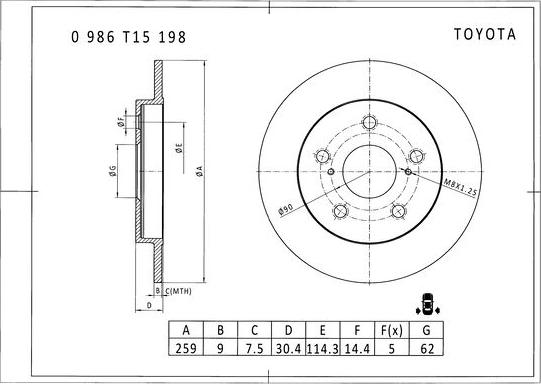 BOSCH 0 986 T15 198 - Kočioni disk www.molydon.hr