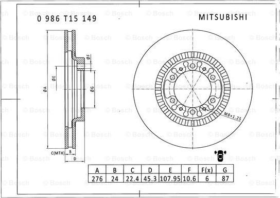 BOSCH 0 986 T15 149 - Kočioni disk www.molydon.hr