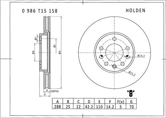 BOSCH 0 986 T15 158 - Kočioni disk www.molydon.hr