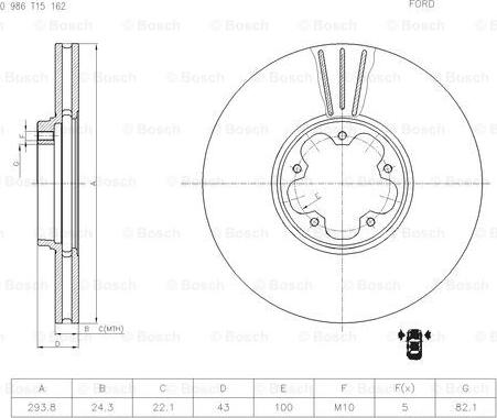 BOSCH 0 986 T15 162 - Kočioni disk www.molydon.hr