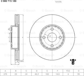 BOSCH 0 986 T15 189 - Kočioni disk www.molydon.hr