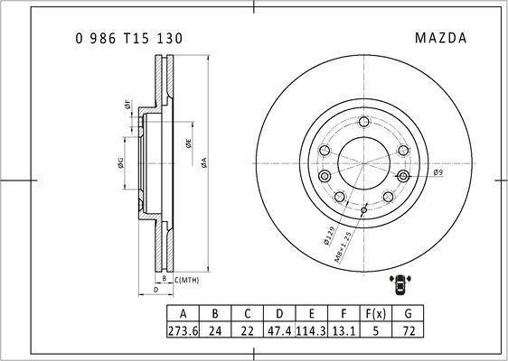 BOSCH 0 986 T15 130 - Kočioni disk www.molydon.hr