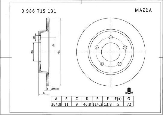 BOSCH 0 986 T15 131 - Kočioni disk www.molydon.hr