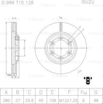 BOSCH 0 986 T15 128 - Kočioni disk www.molydon.hr