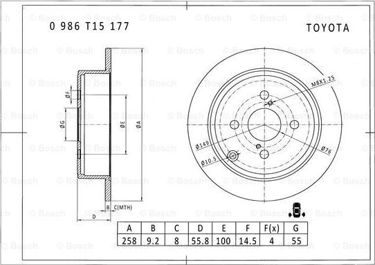 BOSCH 0 986 T15 177 - Kočioni disk www.molydon.hr