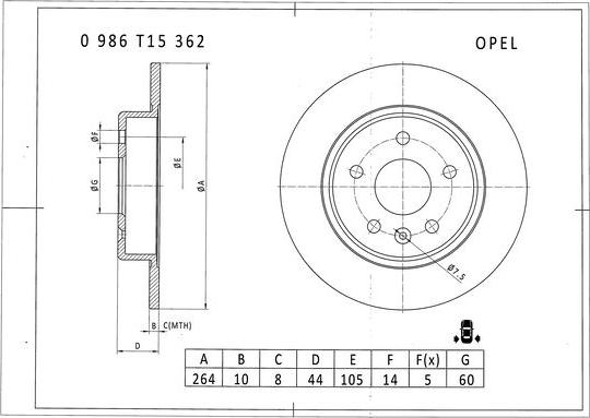 BOSCH 0 986 T15 362 - Kočioni disk www.molydon.hr