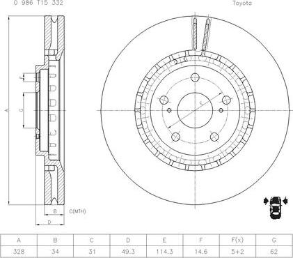 BOSCH 0 986 T15 332 - Kočioni disk www.molydon.hr