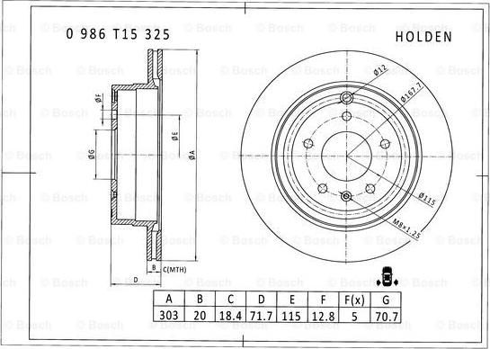 BOSCH 0 986 T15 325 - Kočioni disk www.molydon.hr