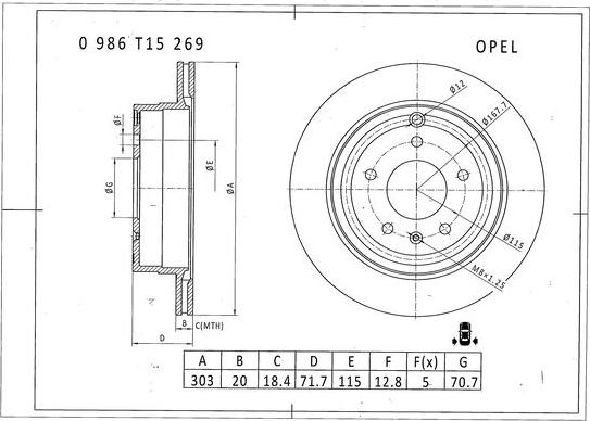 BOSCH 0 986 T15 269 - Kočioni disk www.molydon.hr