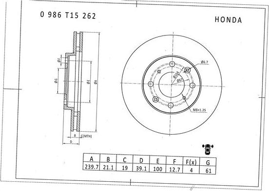 BOSCH 0 986 T15 262 - Kočioni disk www.molydon.hr