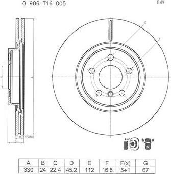 BOSCH 0 986 T16 005 - Kočioni disk www.molydon.hr