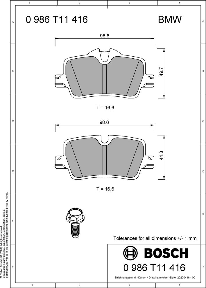 BOSCH 0 986 T11 416 - Komplet Pločica, disk-kočnica www.molydon.hr