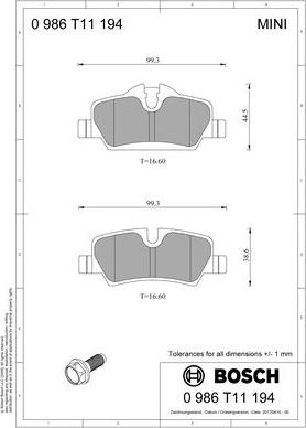 BOSCH 0 986 T11 194 - Komplet Pločica, disk-kočnica www.molydon.hr