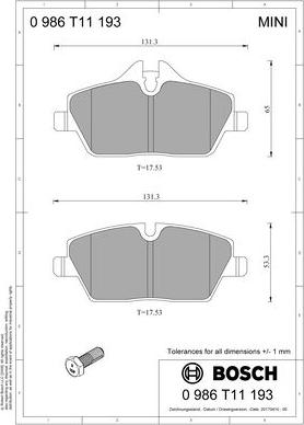 BOSCH 0 986 T11 193 - Komplet Pločica, disk-kočnica www.molydon.hr