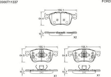 BOSCH 0 986 T11 337 - Komplet Pločica, disk-kočnica www.molydon.hr