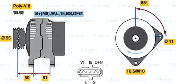 BOSCH 0 124 555 006 - Alternator www.molydon.hr