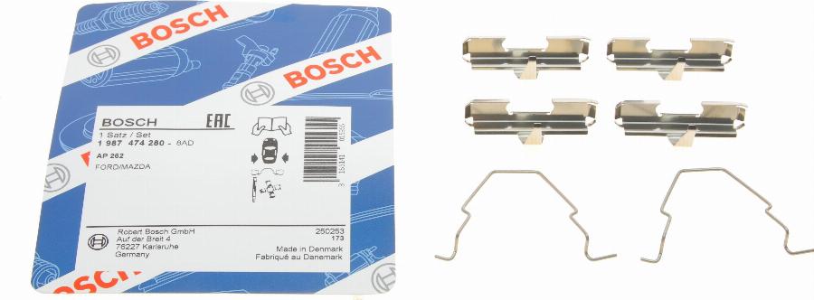 BOSCH 1 987 474 280 - Komplet pribora, Pločica disk kočnice www.molydon.hr