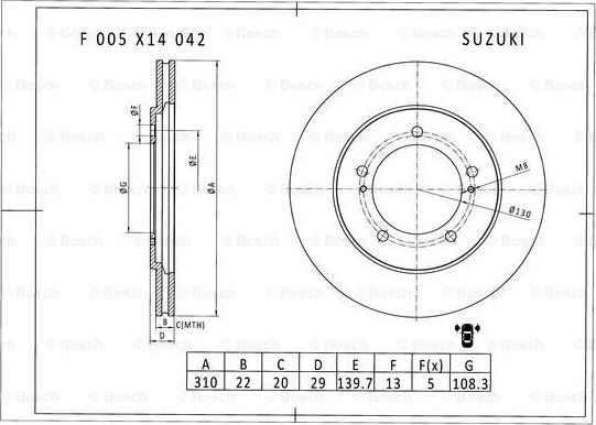 BOSCH F 005 X14 042 - Kočioni disk www.molydon.hr