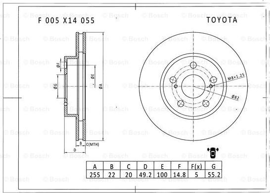 BOSCH F 005 X14 055 - Kočioni disk www.molydon.hr