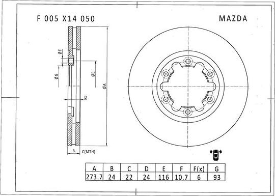 BOSCH F 005 X14 050 - Kočioni disk www.molydon.hr