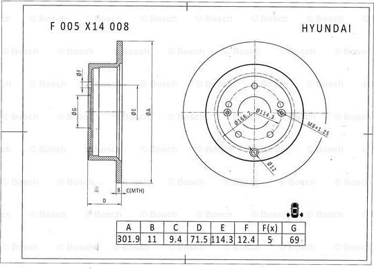 BOSCH F 005 X14 008 - Kočioni disk www.molydon.hr