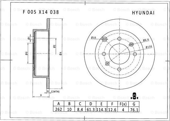 BOSCH F 005 X14 038 - Kočioni disk www.molydon.hr