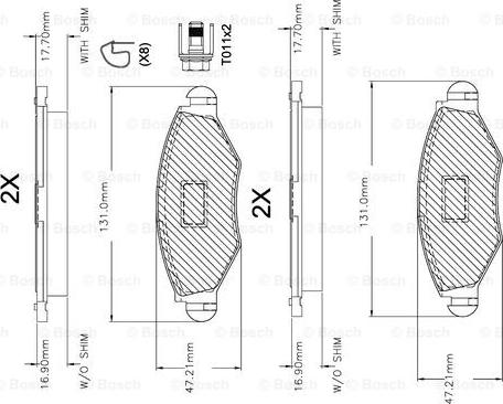 BOSCH F 03A 150 014 - Komplet Pločica, disk-kočnica www.molydon.hr