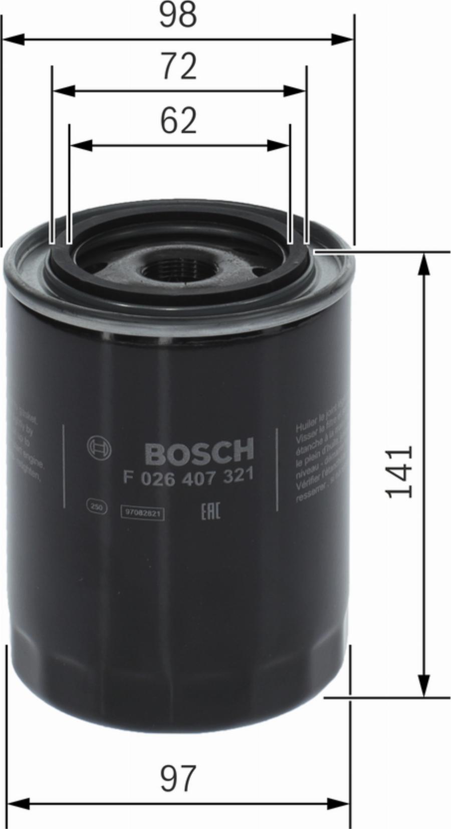 BOSCH F 026 407 321 - Filter za ulje www.molydon.hr