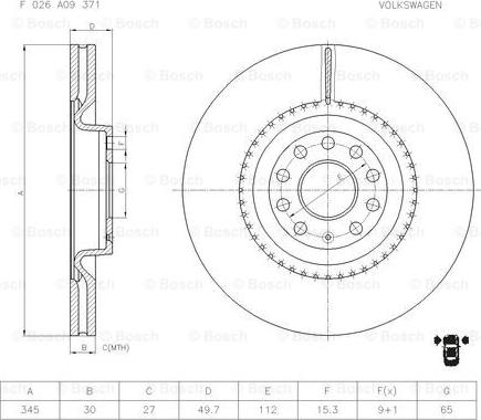 BOSCH F 026 A09 371 - Kočioni disk www.molydon.hr