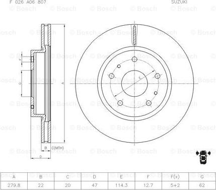 BOSCH F 026 A06 807 - Kočioni disk www.molydon.hr