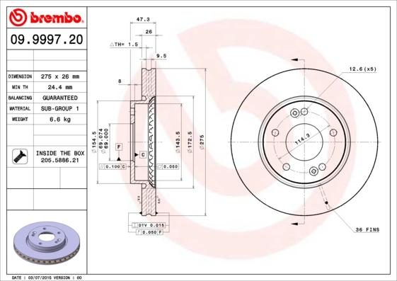 Brembo 09.9997.20 - Kočioni disk www.molydon.hr